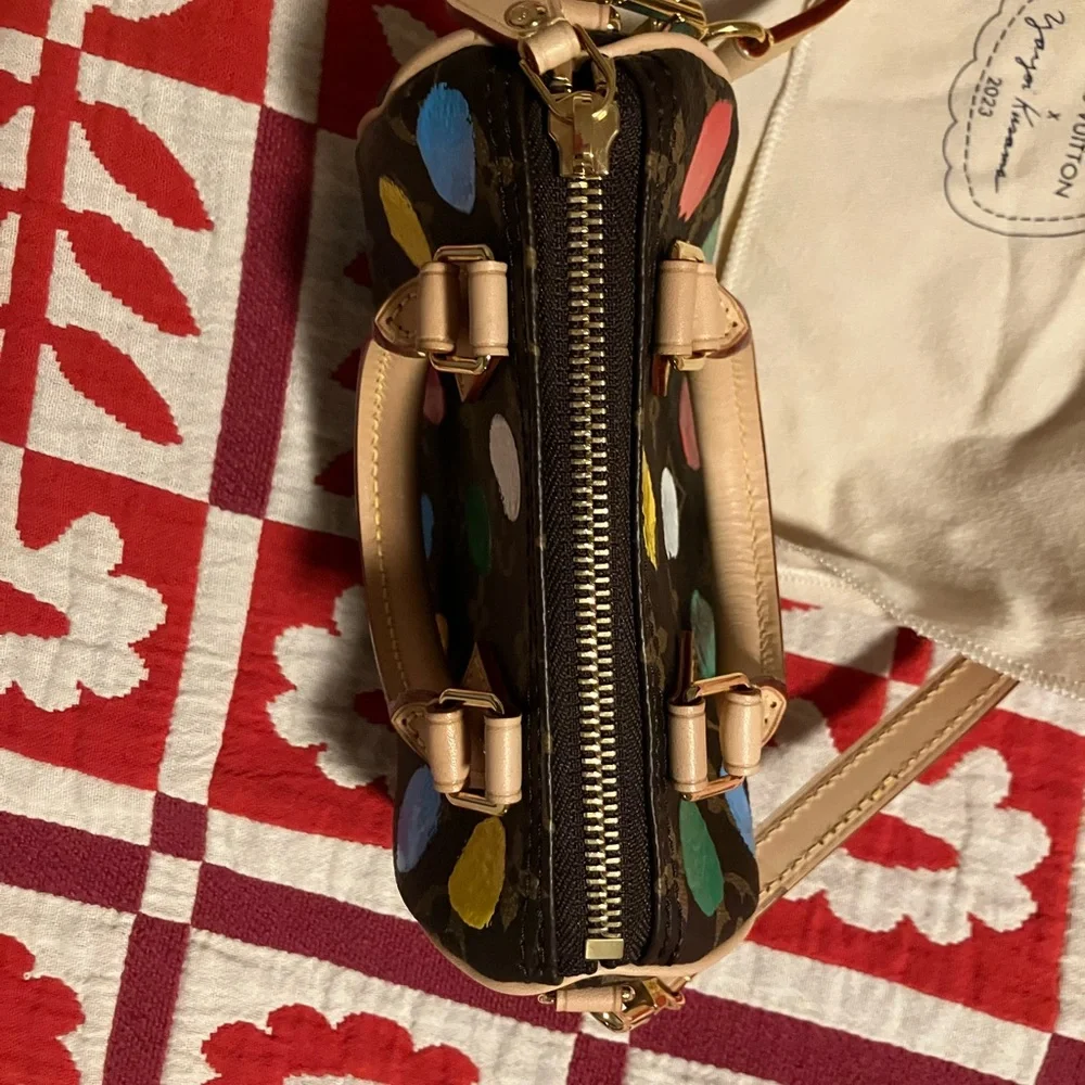 Louis Vuitton Yayoi Kusama Collaboration Nano Speedy Monogram Shoulder Bag Canva - Picture 8 of 9